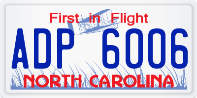 NC license plate ADP6006