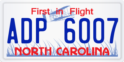 NC license plate ADP6007