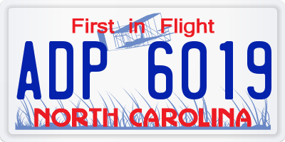 NC license plate ADP6019