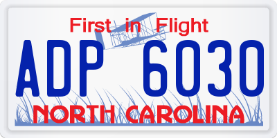 NC license plate ADP6030