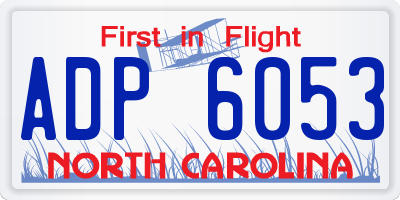 NC license plate ADP6053
