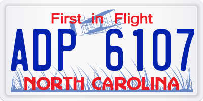 NC license plate ADP6107