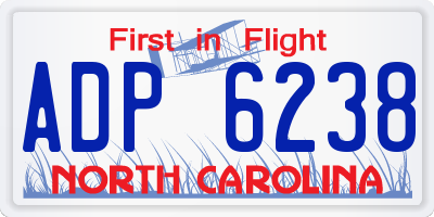 NC license plate ADP6238