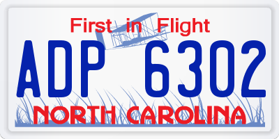 NC license plate ADP6302