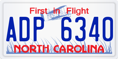 NC license plate ADP6340