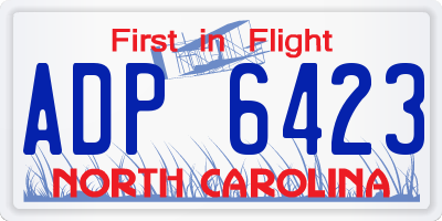 NC license plate ADP6423