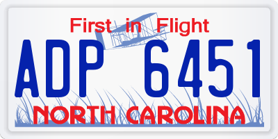 NC license plate ADP6451