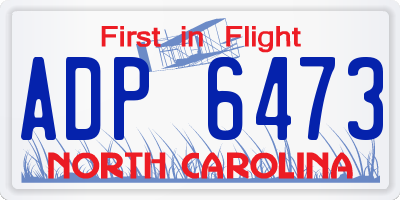 NC license plate ADP6473