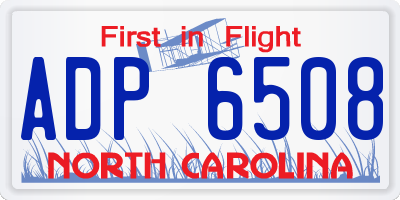 NC license plate ADP6508