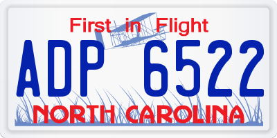 NC license plate ADP6522