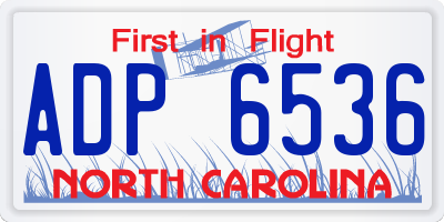 NC license plate ADP6536
