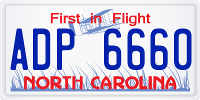 NC license plate ADP6660