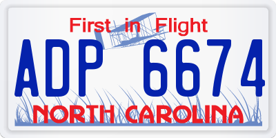 NC license plate ADP6674