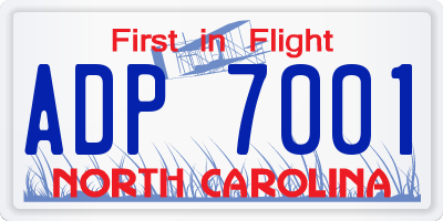 NC license plate ADP7001