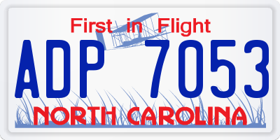 NC license plate ADP7053