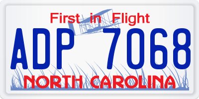 NC license plate ADP7068