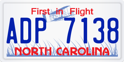 NC license plate ADP7138