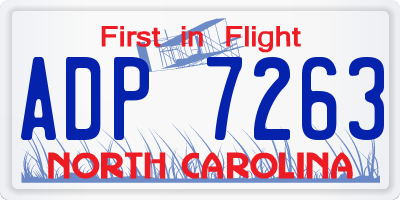 NC license plate ADP7263