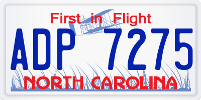 NC license plate ADP7275