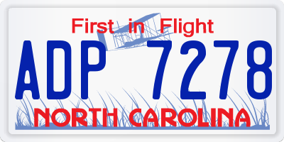 NC license plate ADP7278