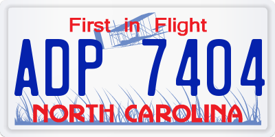NC license plate ADP7404