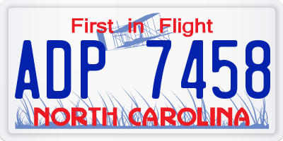 NC license plate ADP7458