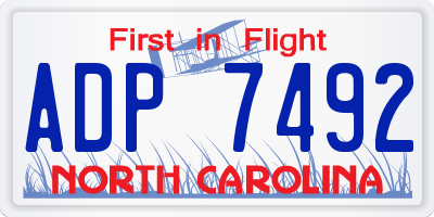 NC license plate ADP7492