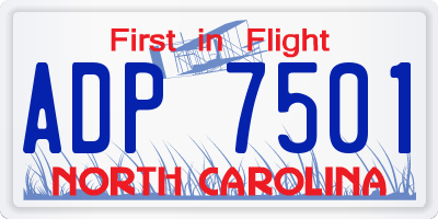 NC license plate ADP7501