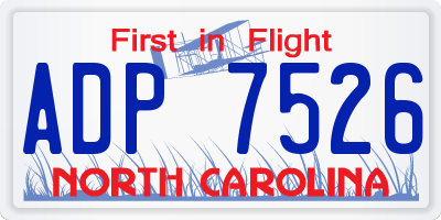 NC license plate ADP7526