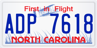 NC license plate ADP7618