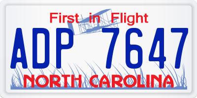NC license plate ADP7647