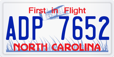 NC license plate ADP7652