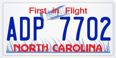 NC license plate ADP7702