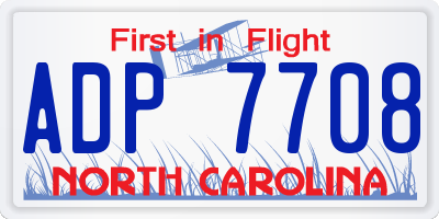 NC license plate ADP7708
