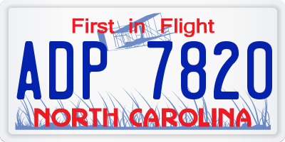 NC license plate ADP7820