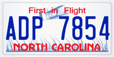 NC license plate ADP7854