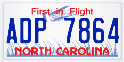 NC license plate ADP7864