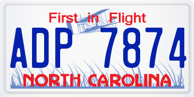 NC license plate ADP7874