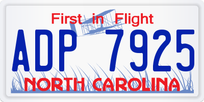 NC license plate ADP7925