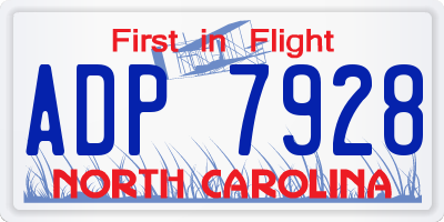 NC license plate ADP7928
