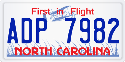 NC license plate ADP7982
