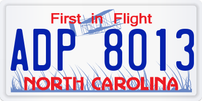 NC license plate ADP8013