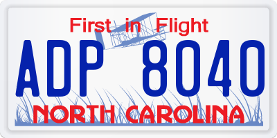 NC license plate ADP8040