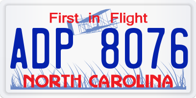 NC license plate ADP8076