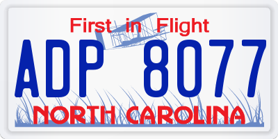 NC license plate ADP8077