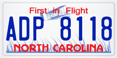 NC license plate ADP8118