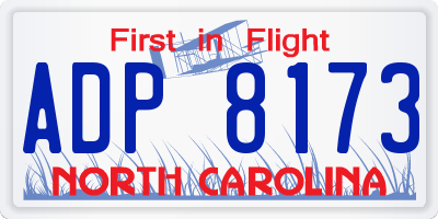 NC license plate ADP8173