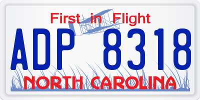 NC license plate ADP8318