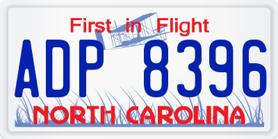 NC license plate ADP8396