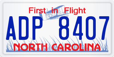 NC license plate ADP8407